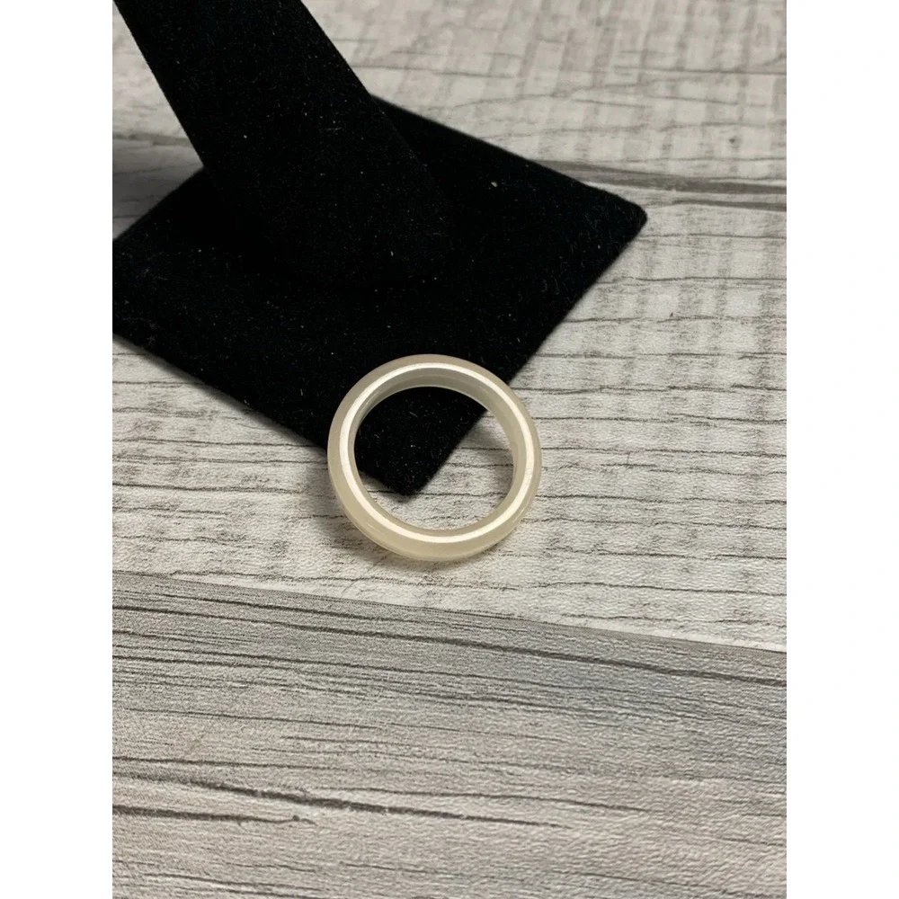 Colorful Acrylic Ring - Transparent Resin Band Round Ring Cream